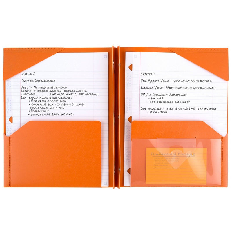 Five Star 2 Pocket Plastic Folder with Prongs Orange