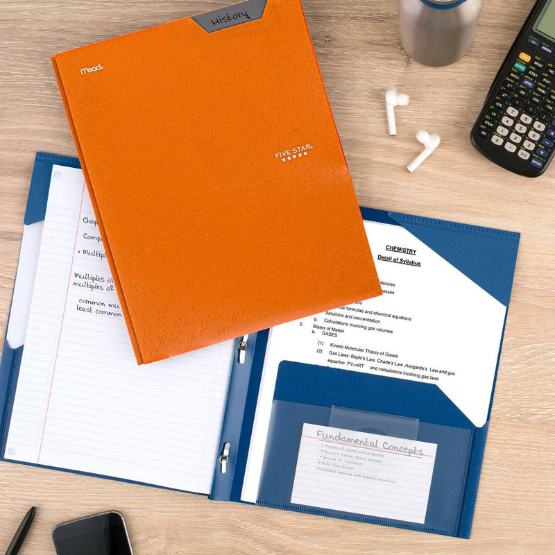 Five Star 2 Pocket Plastic Folder with Prongs Orange