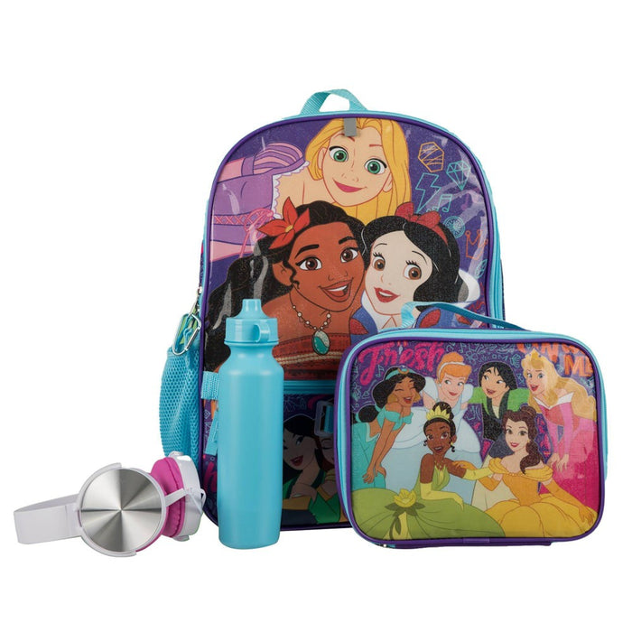 Disney Princess Kids' 16" Backpack Set with Headphones, Lunch Box, Bottle *NEW*