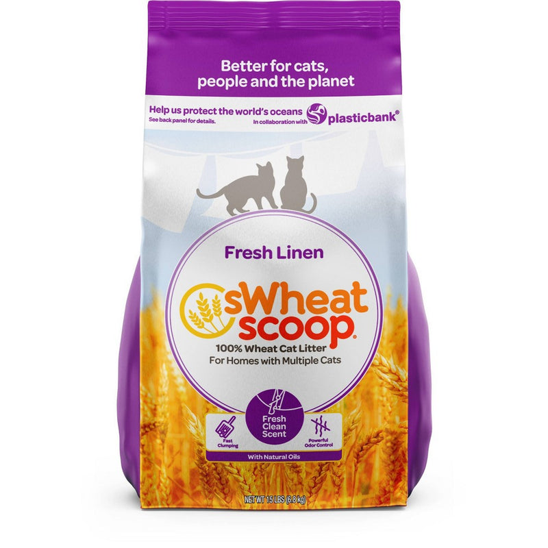 sWheat Scoop Fresh Linen Clumping Natural Cat Litter - 15lbs (LOCAL PICKUP ONLY)
