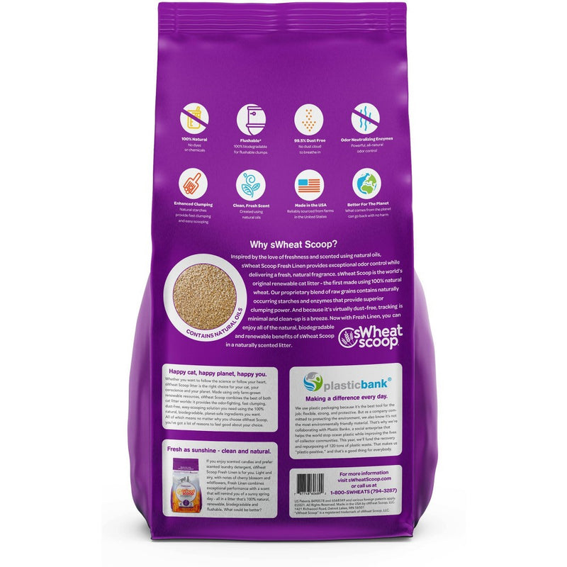 sWheat Scoop Fresh Linen Clumping Natural Cat Litter - 15lbs (LOCAL PICKUP ONLY)
