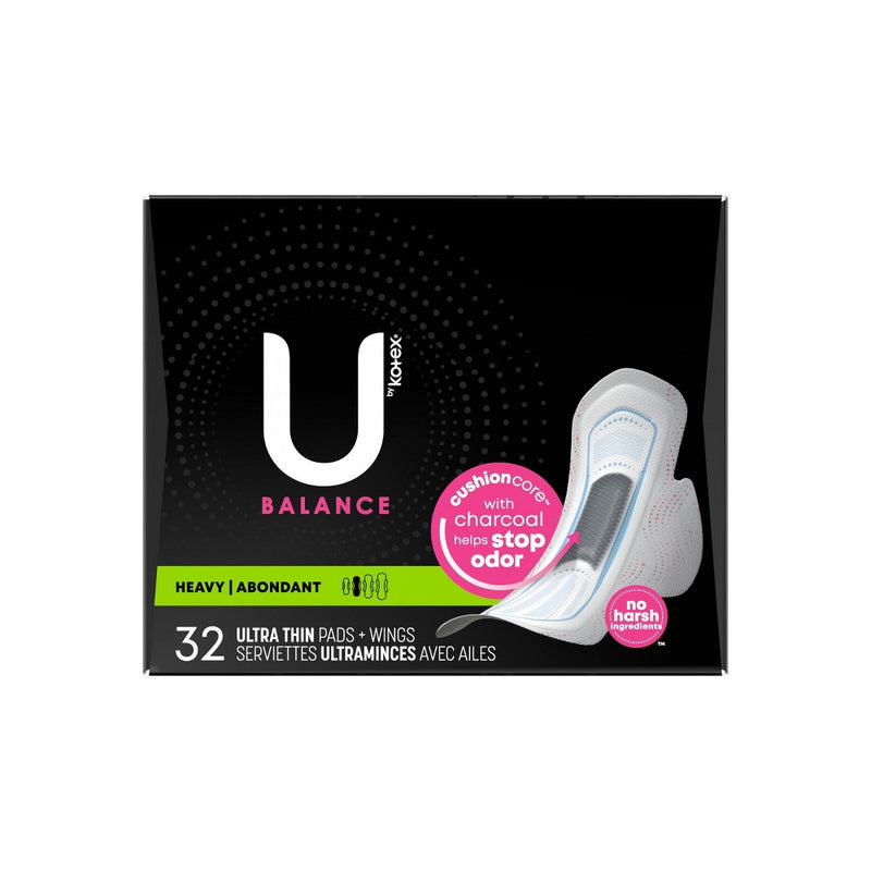 U by Kotex Balance Ultra-Thin Heavy with Wings Maxi Pads - Unscented  - 32ct