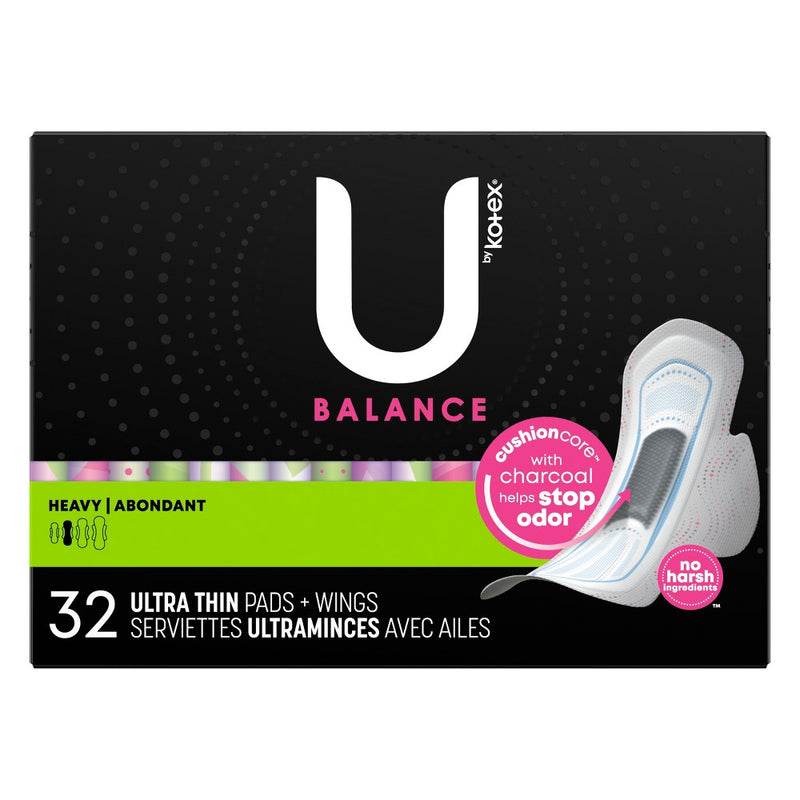 U by Kotex Balance Ultra-Thin Heavy with Wings Maxi Pads - Unscented  - 32ct
