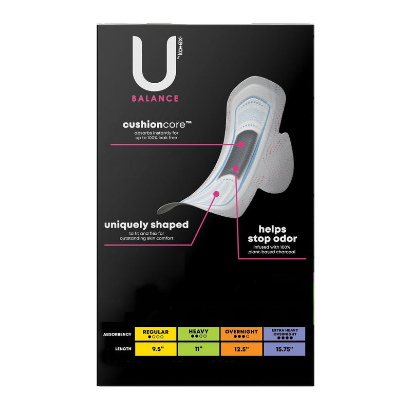 U by Kotex Balance Ultra-Thin Heavy with Wings Maxi Pads - Unscented  - 32ct