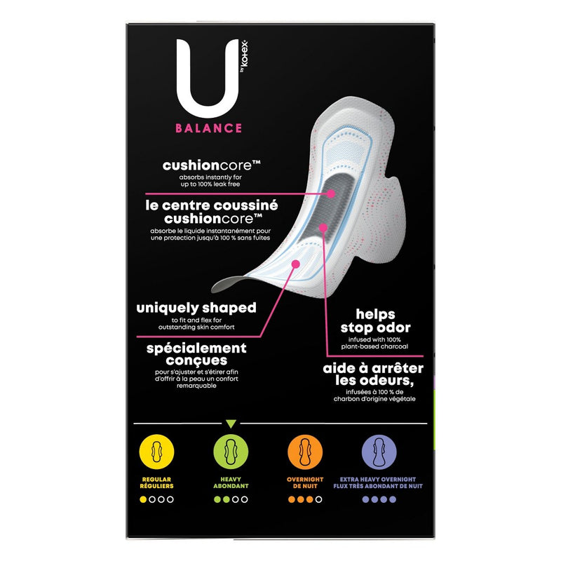 U by Kotex Balance Ultra-Thin Heavy with Wings Maxi Pads - Unscented  - 32ct