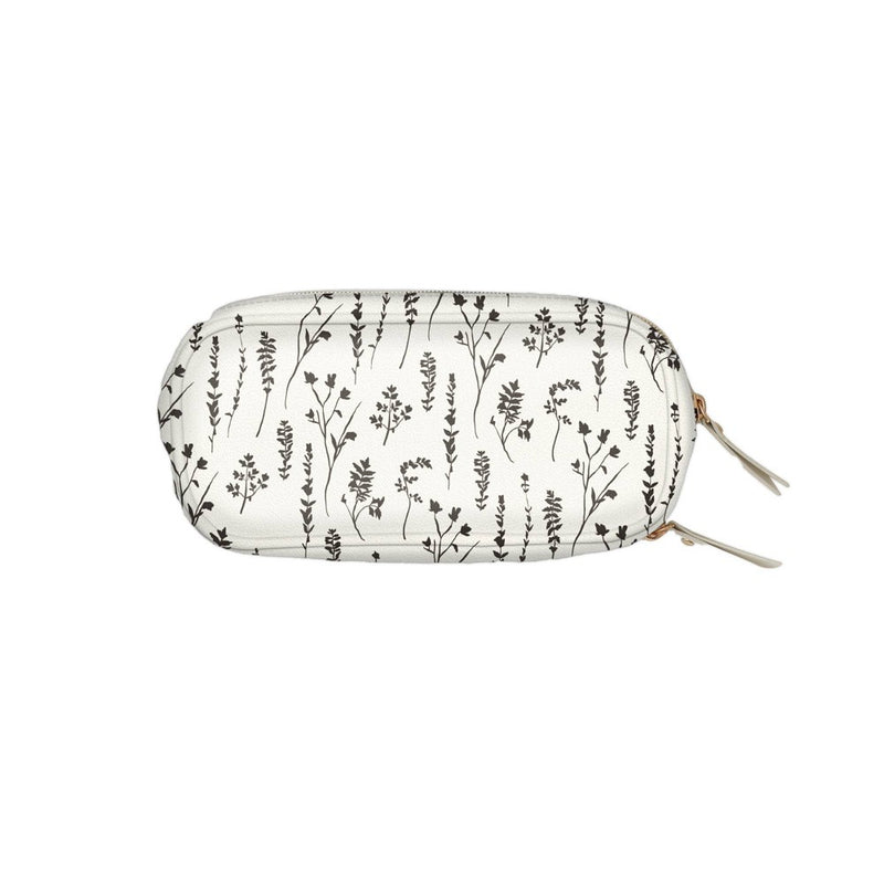 Blue Sky The Evergirl Faux Leather Zipper Pouch Pressed Flowers White
