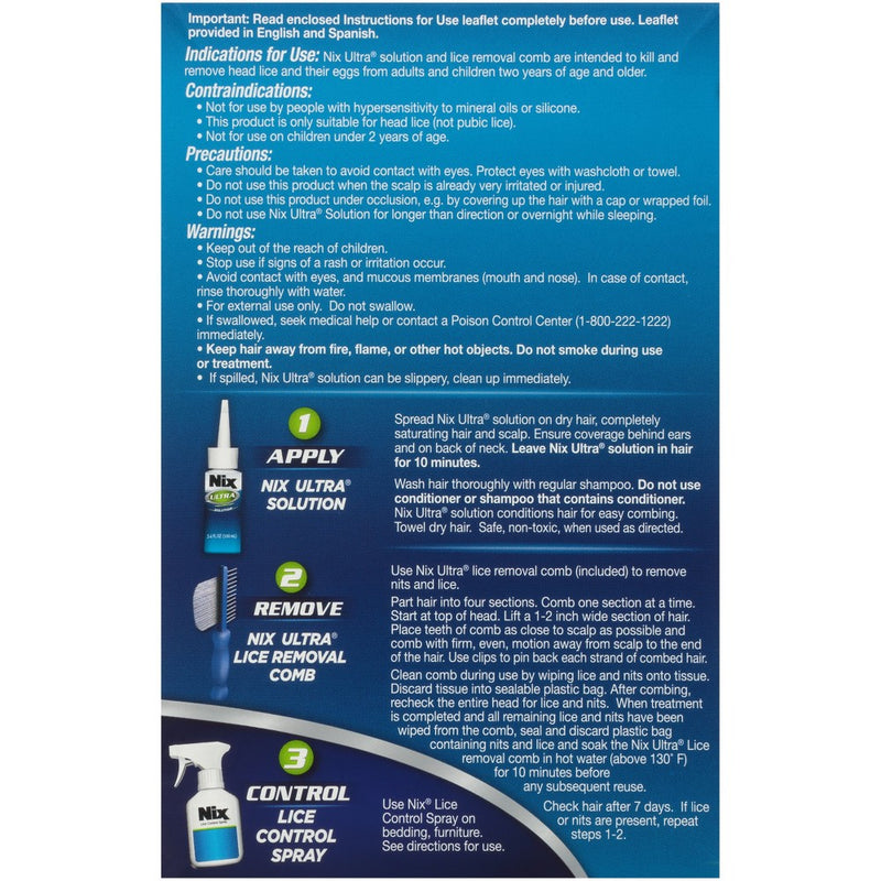 Nix Ultra Super Lice Removal Kit Lice Removal Treatment For Hair and Home - 8.4 fl oz
