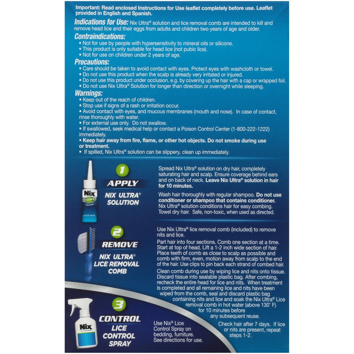 Nix Ultra Super Lice Removal Kit Lice Removal Treatment For Hair and Home - 8.4 fl oz