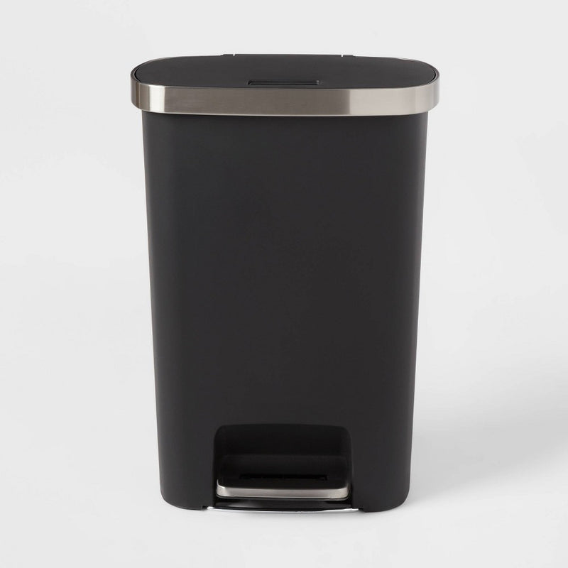 Plastic Locking Lid Step Trash Can Black - Brightroom™" (LOCAL PICKUP ONLY)