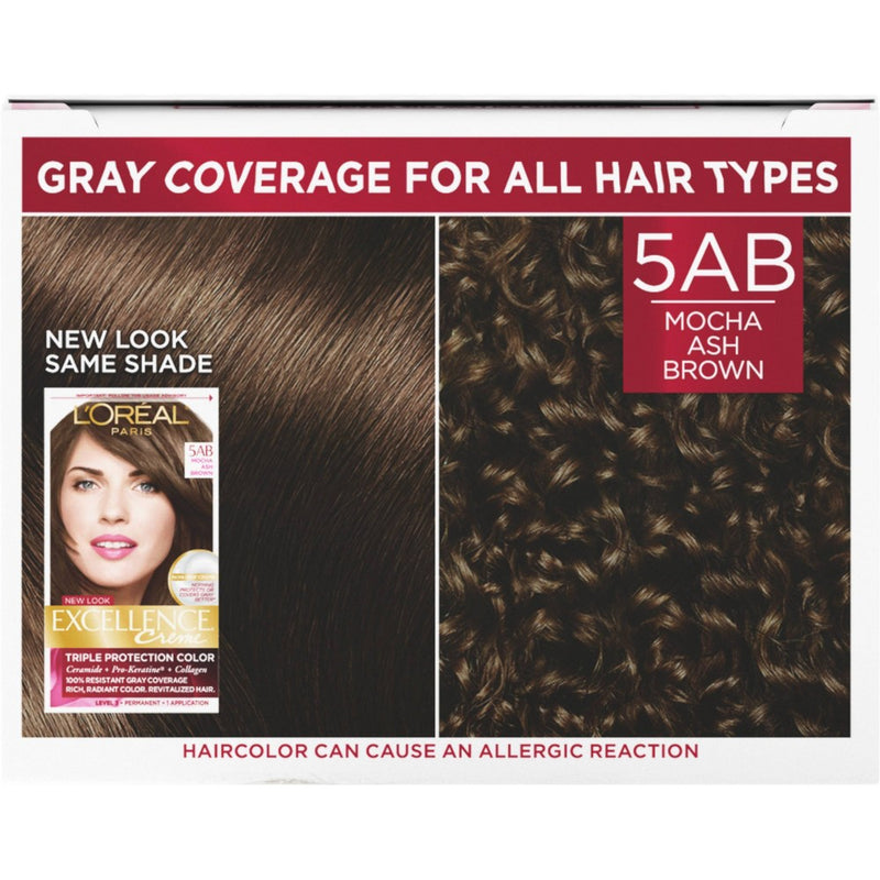 L'Oreal Paris Excellence Triple Protection Permanent Hair Color - 6.3 fl oz - 5AB Mocha Ash Brown - 1 Kit