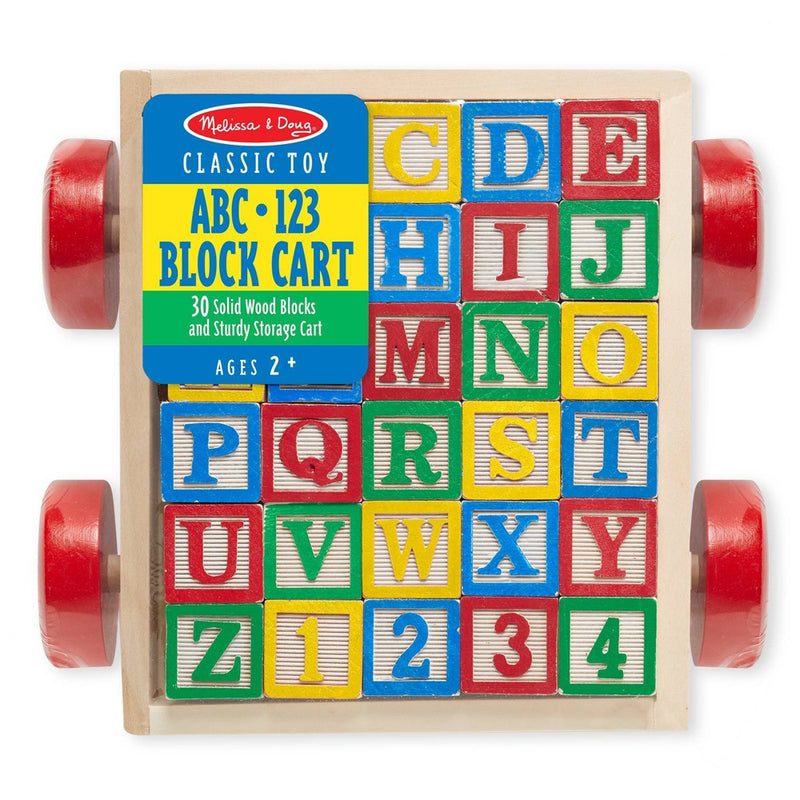 Melissa & Doug Classic ABC Wooden Block Cart Educational Toy With 30 Solid Wood Blocks-