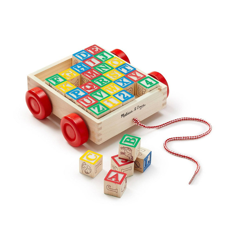 Melissa & Doug Classic ABC Wooden Block Cart Educational Toy With 30 Solid Wood Blocks-