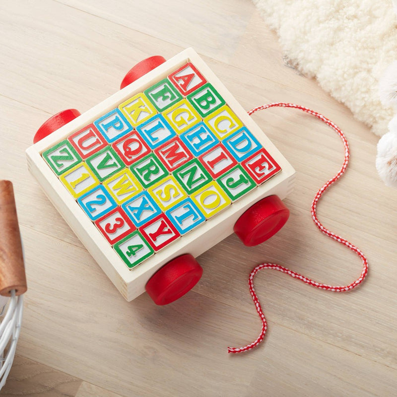 Melissa & Doug Classic ABC Wooden Block Cart Educational Toy With 30 Solid Wood Blocks-