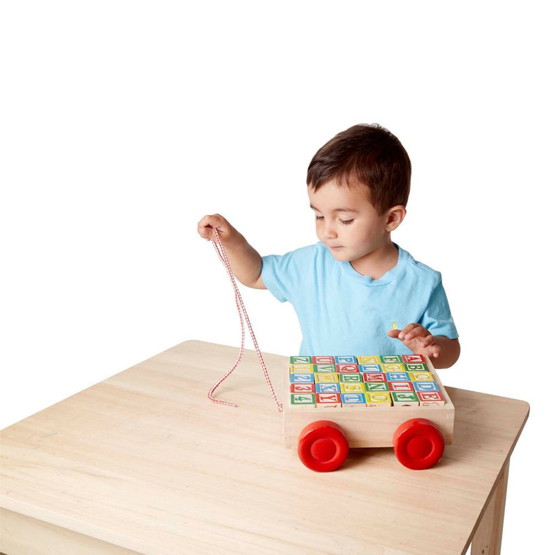 Melissa & Doug Classic ABC Wooden Block Cart Educational Toy With 30 Solid Wood Blocks-