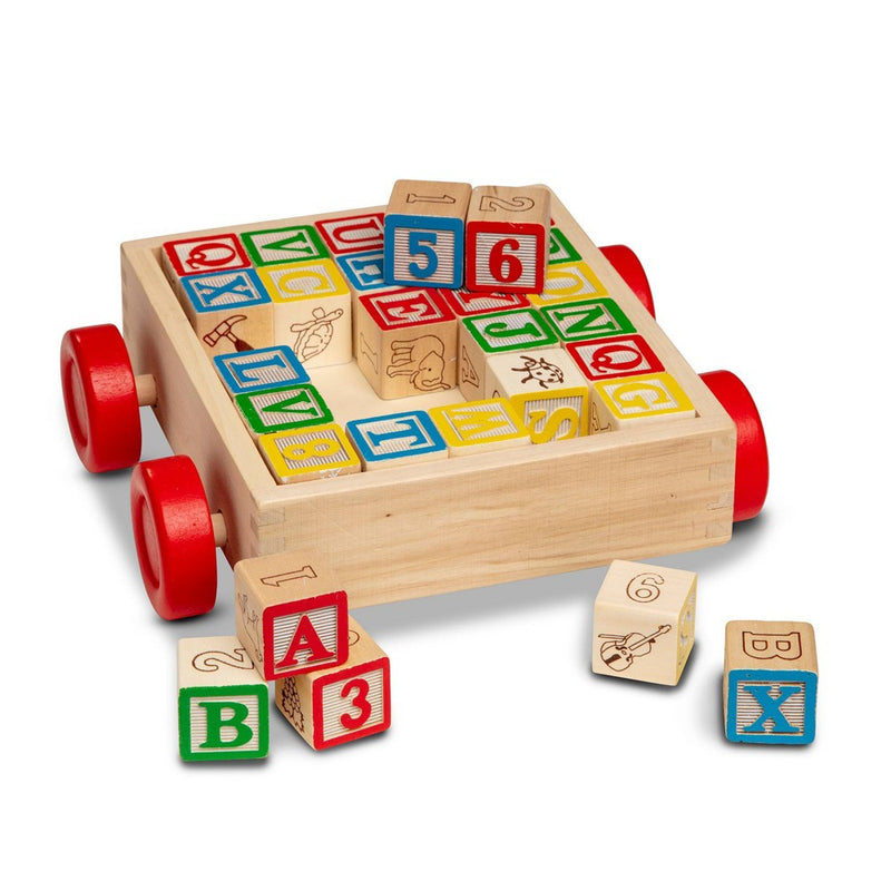 Melissa & Doug Classic ABC Wooden Block Cart Educational Toy With 30 Solid Wood Blocks-