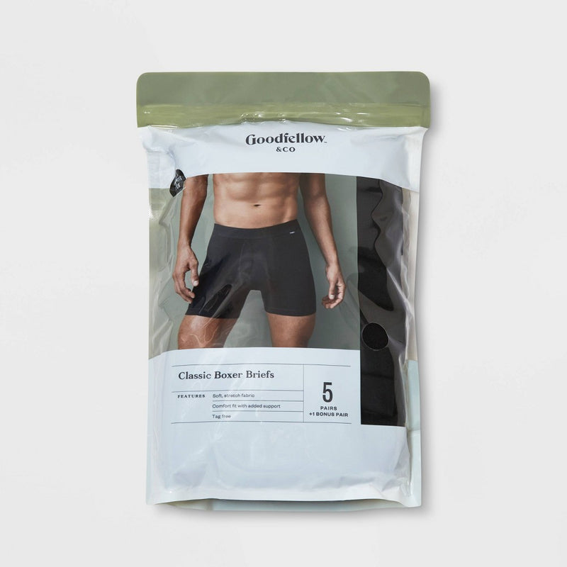 Men's 5+1 Bonus Pack Boxer Briefs - Goodfellow & Co™ Black XL