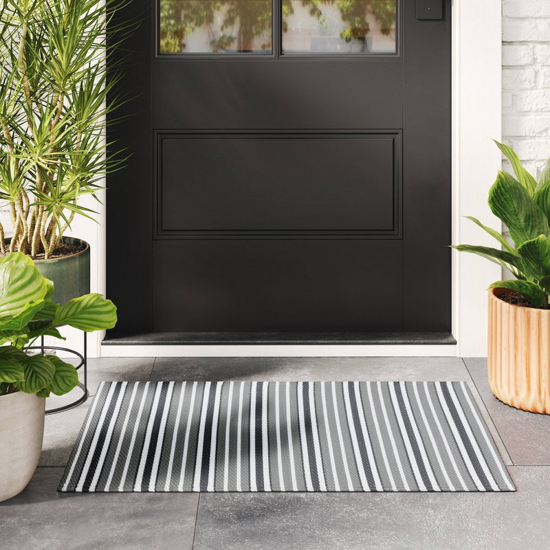 24"x36" Striped Indoor/Outdoor Rug Gray - Room Essentials™ (LOCAL PICKUP ONLY)