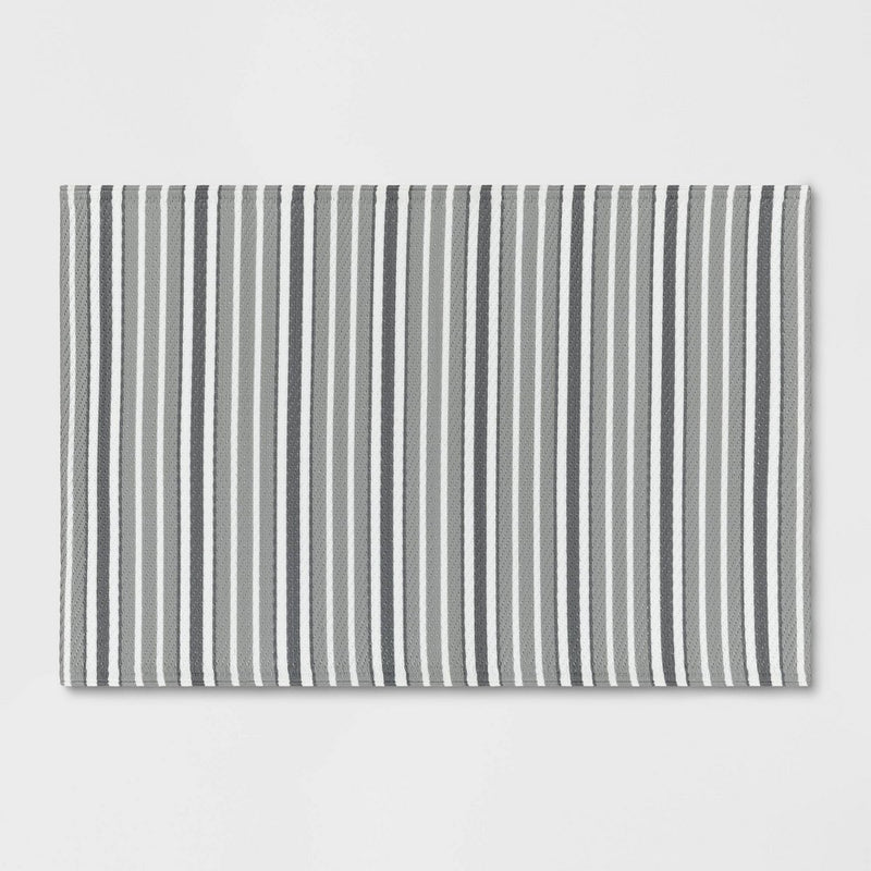 24"x36" Striped Indoor/Outdoor Rug Gray - Room Essentials™ (LOCAL PICKUP ONLY)