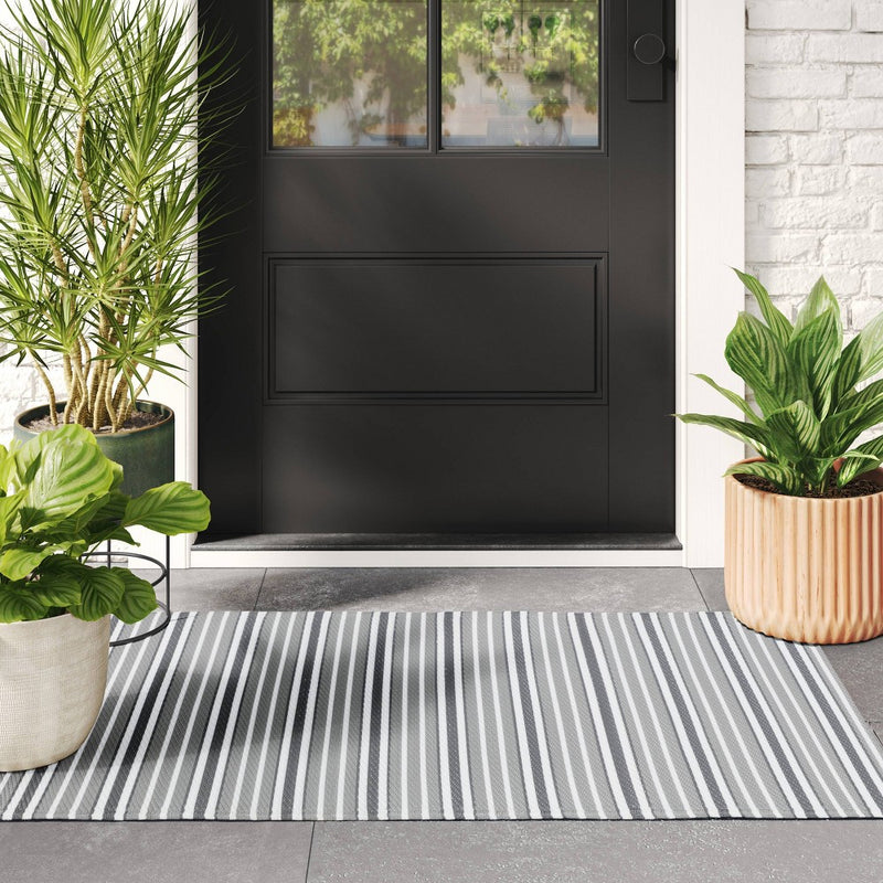30"x50" Striped Indoor/Outdoor Rug Gray - Room Essentials™ (LOCAL PICKUP ONLY)