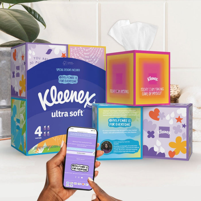 Kleenex Ultra Soft Facial Tissue Self-Care Awareness Pack - 4pk/60ct