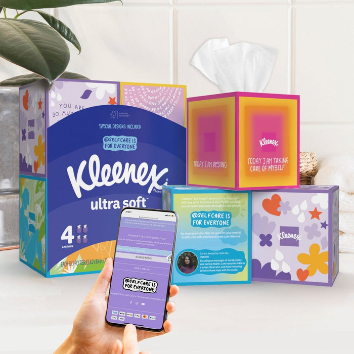 Kleenex Ultra Soft Facial Tissue Self-Care Awareness Pack - 4pk/60ct