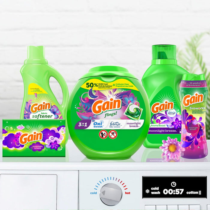 Gain flings! Liquid Laundry Detergent Pacs - Moonlight Breeze - 56oz/76ct