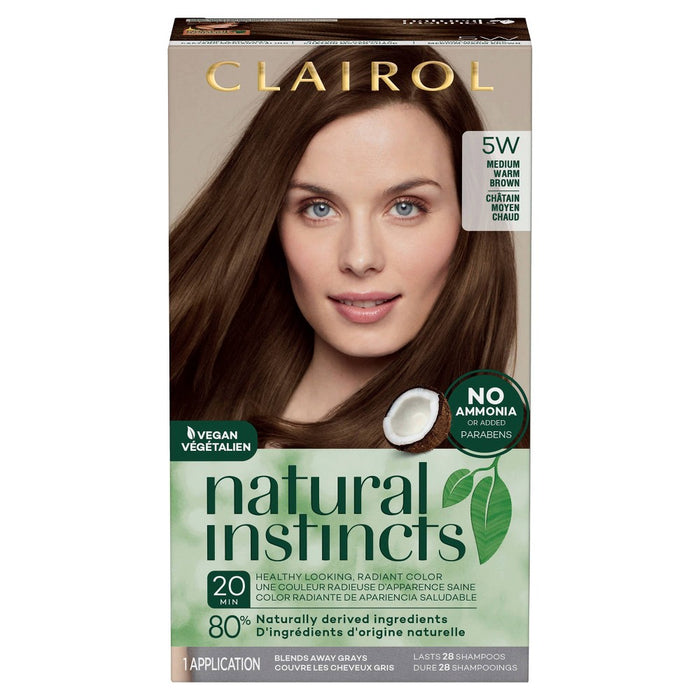 Natural Instincts Clairol Demi-Permanent Hair Color Cream - 5W Medium Warm Brown, Cinnamon Stick - 1 Kit