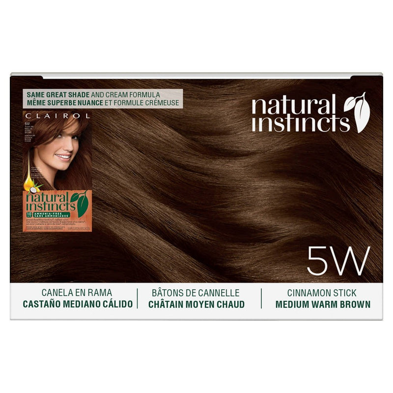 Natural Instincts Clairol Demi-Permanent Hair Color Cream - 5W Medium Warm Brown, Cinnamon Stick - 1 Kit