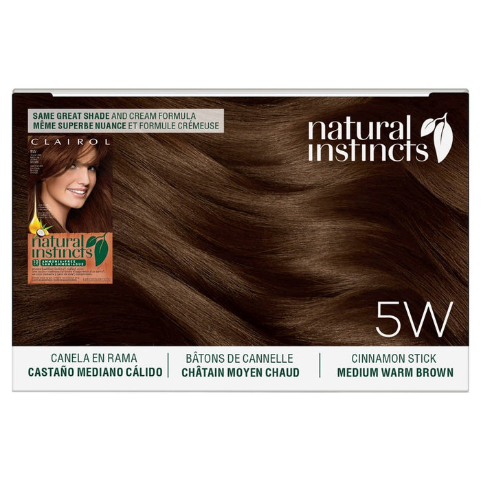 Natural Instincts Clairol Demi-Permanent Hair Color Cream - 5W Medium Warm Brown, Cinnamon Stick - 1 Kit