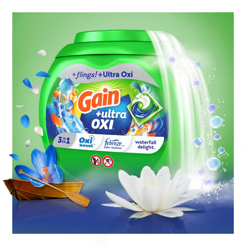 Gain Flings Oxi Waterfall Laundry Detergent - 76ct