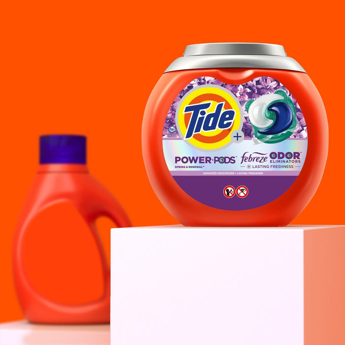Tide Power Pods Febreze Odor Eliminator Laundry Detergent - Spring and Renewal - 45ct