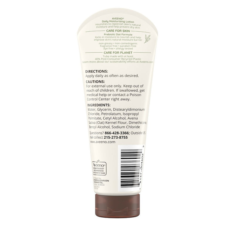 Aveeno Daily Moisturizing Body Lotion for Dry Skin with Soothing Prebiotic OatFragrance-Free - 2.5 oz