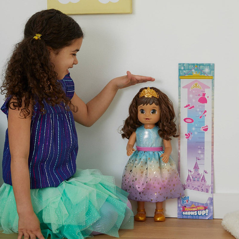 Baby Alive Princess Ellie Grows Up! Growing and Talking Baby Doll - Brown Hair