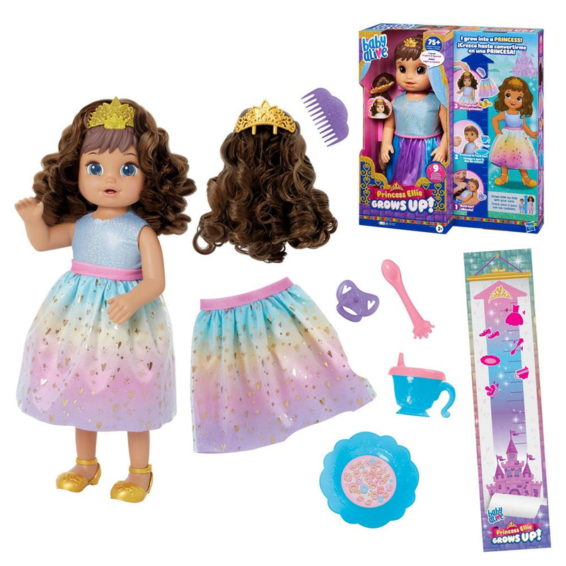 Baby Alive Princess Ellie Grows Up! Growing and Talking Baby Doll - Brown Hair
