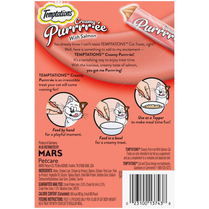 Temptations Creamy Puree with Salmon Lickable Adult Cat Treats - 1.7oz