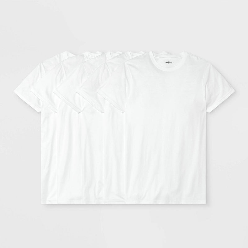 Men's 4+1 Bonus Pack Short Sleeve Crew Neck Undershirt - Goodfellow & Co™ White M