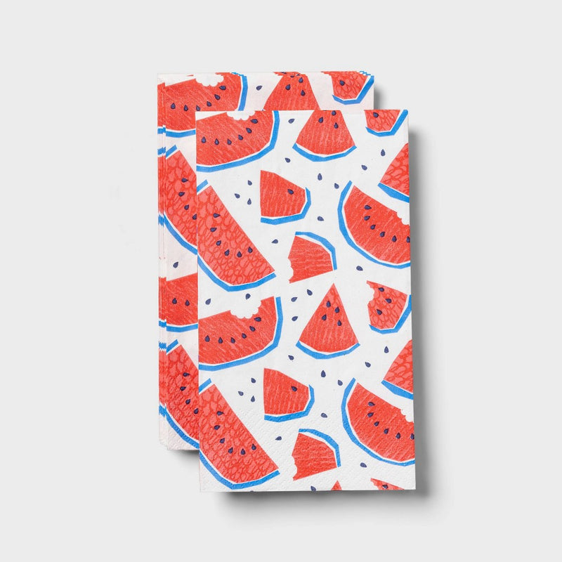 Watermelon Print Guest Napkin Pink/Blue on White - Sun Squad™