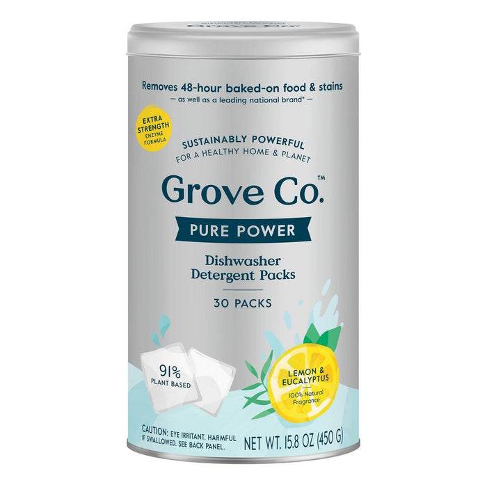 Grove Co. Lemon Eucalyptus & Mint Pure Power Dishwasher Detergent Packs - 15.8oz/30ct