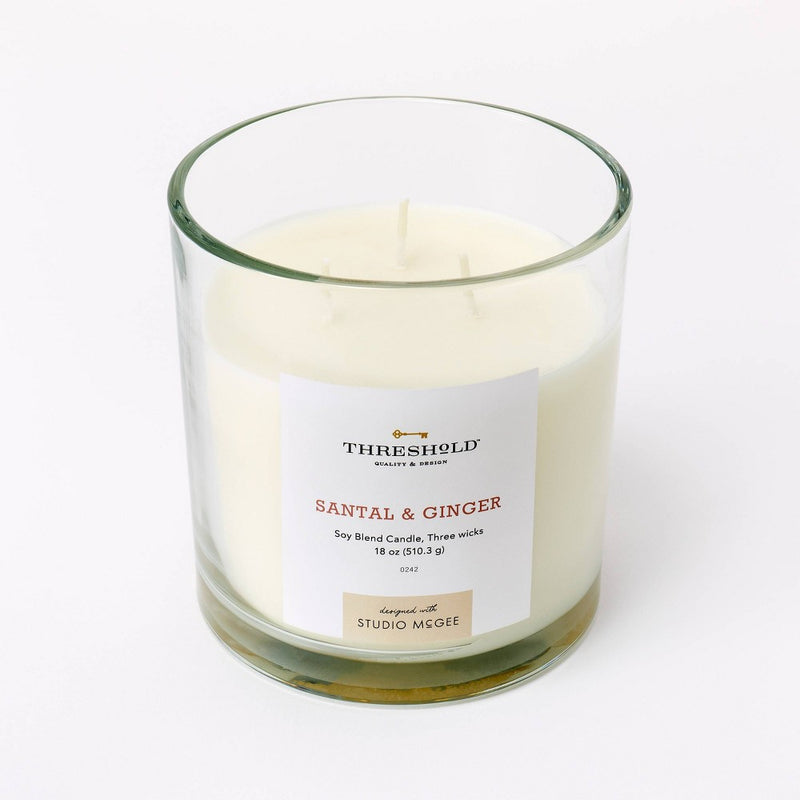 18oz Clear Glass Santal & Ginger Candle White - Threshold™ designed with Studio McGee