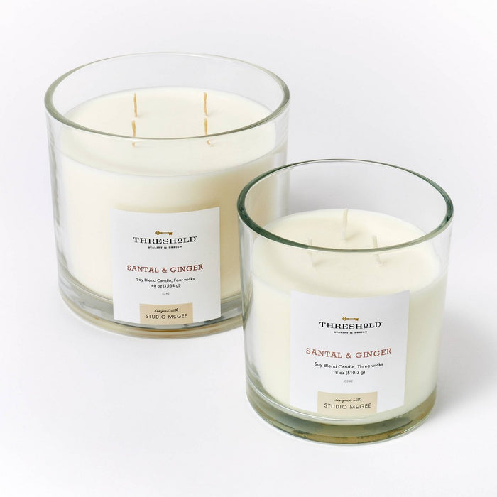 18oz Clear Glass Santal & Ginger Candle White - Threshold™ designed with Studio McGee