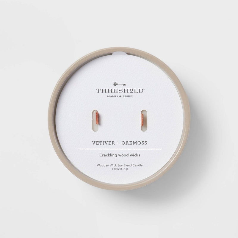 8oz 2-Wick Glossy Ceramic Vetiver & Oakmoss Tan - Threshold™