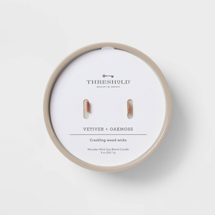 8oz 2-Wick Glossy Ceramic Vetiver & Oakmoss Tan - Threshold™