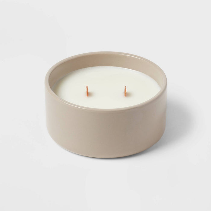 8oz 2-Wick Glossy Ceramic Vetiver & Oakmoss Tan - Threshold™