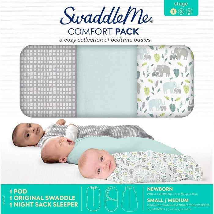 SwaddleMe Comfort Pack Swaddle Wrap - Baby Elephant - 0-3 Months