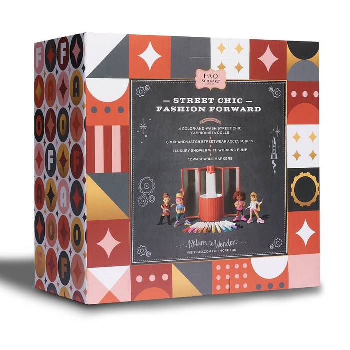 FAO Schwarz Street Chic Fashionistas Wash-And-Color Design Dolls 23pc