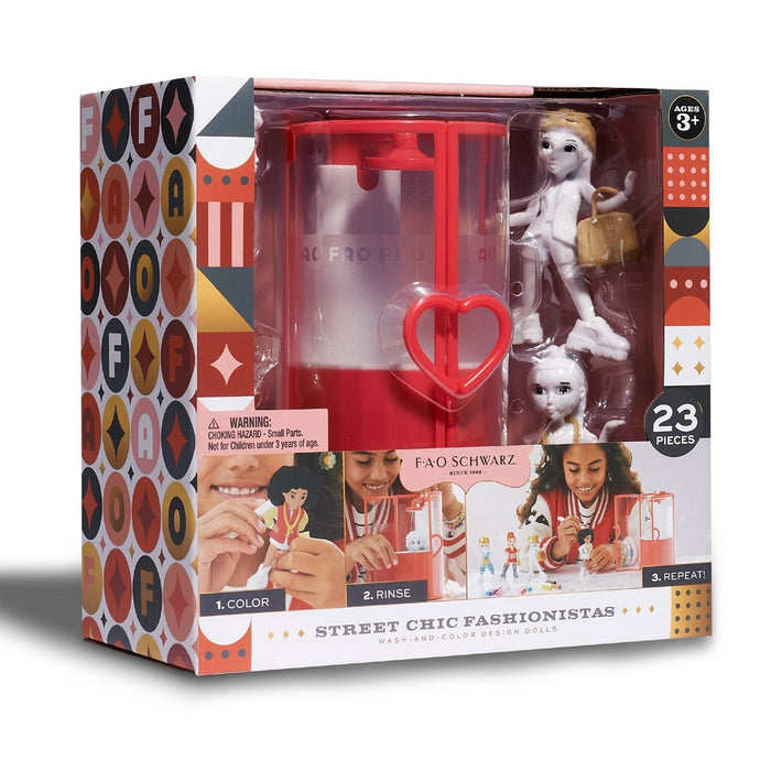 FAO Schwarz Street Chic Fashionistas Wash-And-Color Design Dolls 23pc