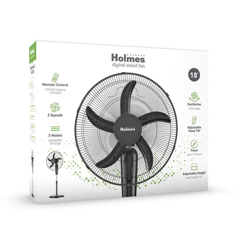 Holmes 18" Digital Oscillating 3 Speed Stand Fan with Remote Control Black (LOCAL PICKUP ONLY)