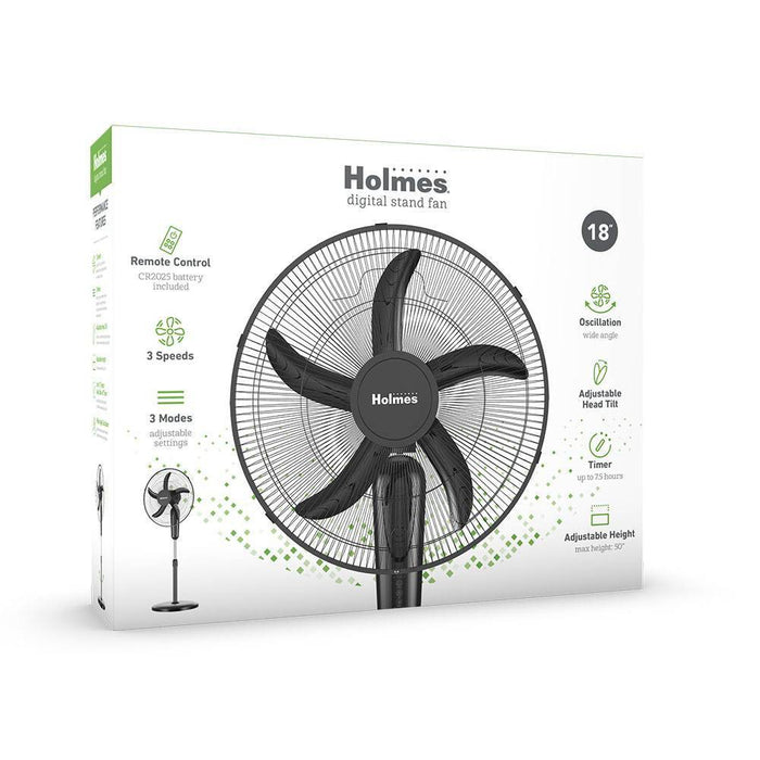 Holmes 18" Digital Oscillating 3 Speed Stand Fan with Remote Control Black (LOCAL PICKUP ONLY)