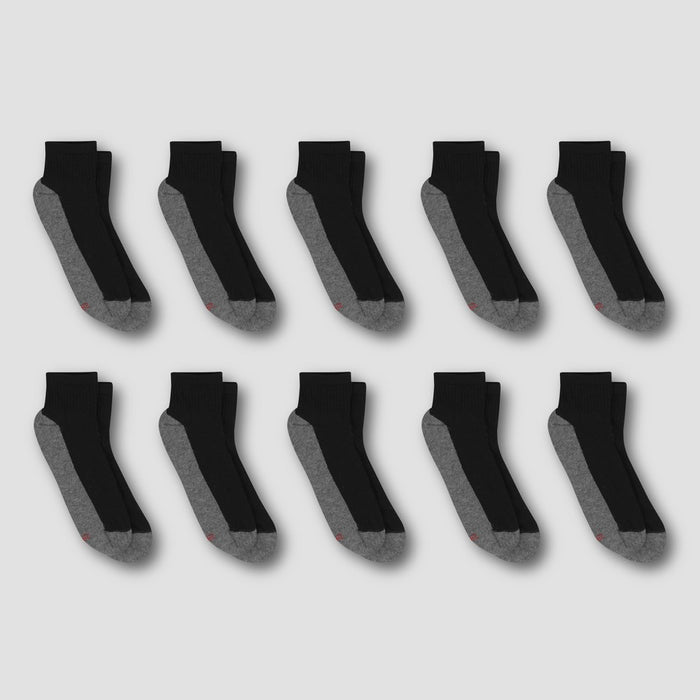 Hanes Premium Men's Big & Tall Cool Comfort Ankle Socks 10pk - Black 12-14