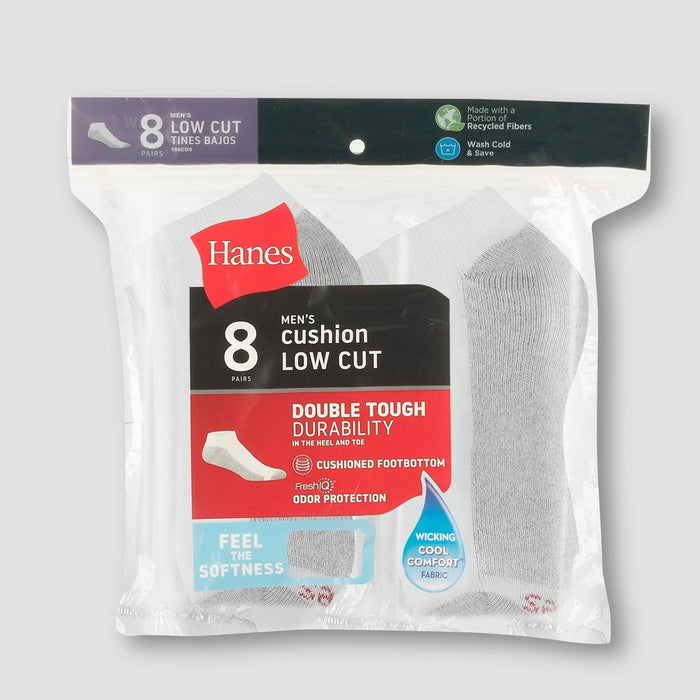 Men's Hanes 8pk Low Cut Socks With FreshIQ - White